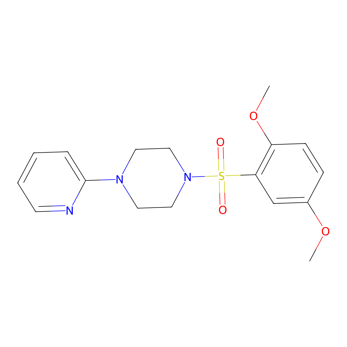 1-((2,5-Dimethoxyphenyl)sulfonyl)-4-(2-pyridyl)piperazine molecular structure, CAS 497060-94-3