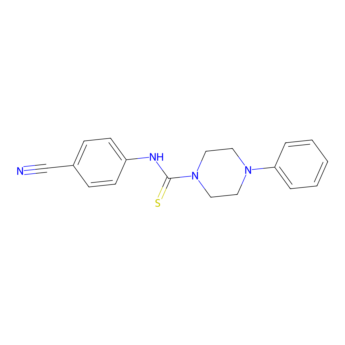 N-(4-cyanophenyl)-4-phenylpiperazine-1-carbothioamide molecular structure, CAS 497060-98-7