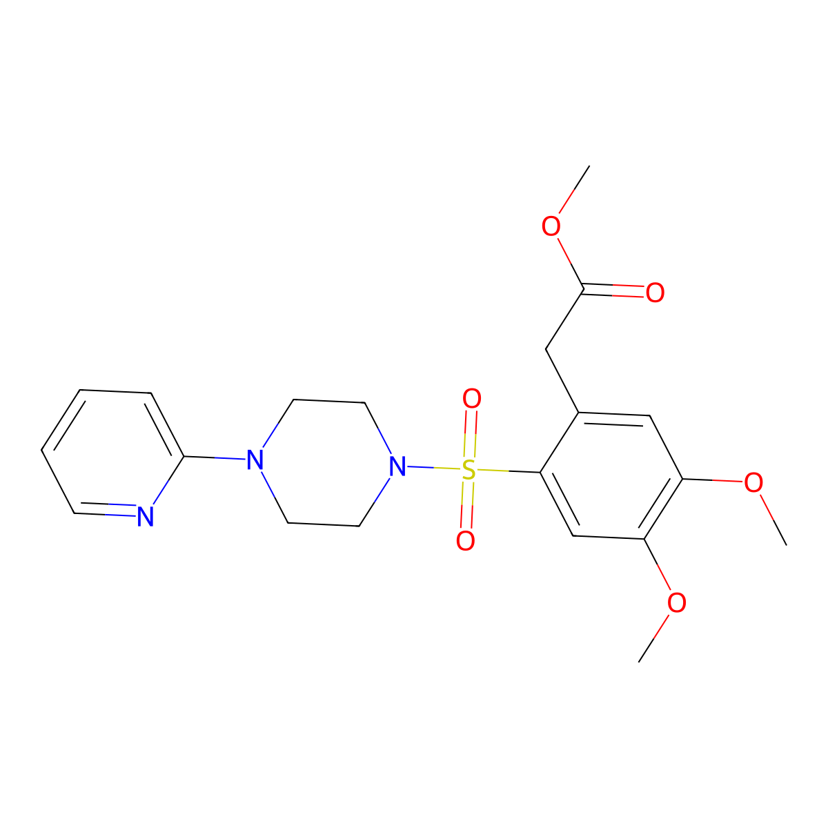 Methyl 2-(4,5-dimethoxy-2-((4-(2-pyridyl)piperazinyl)sulfonyl)phenyl)acetate molecular structure, CAS 497061-00-4