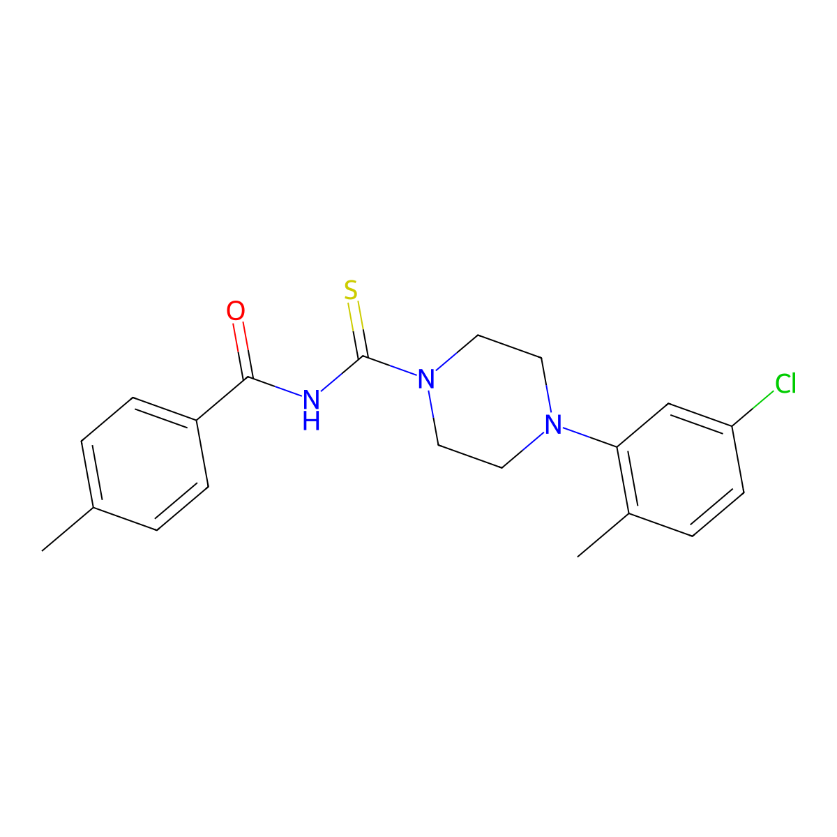 N-[4-(5-chloro-2-methylphenyl)piperazine-1-carbothioyl]-4-methylbenzamide molecular structure, CAS 497061-03-7