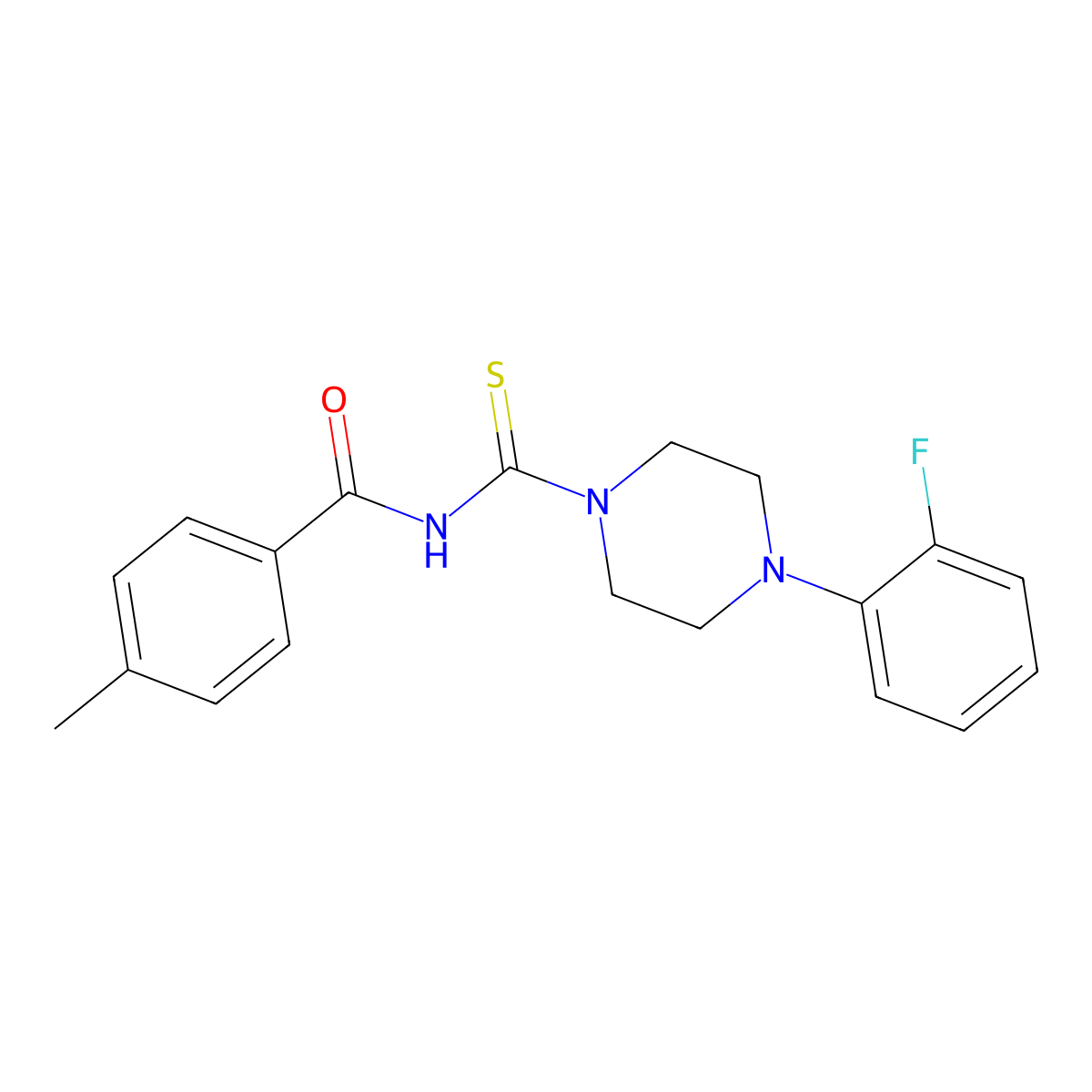 N-[4-(2-fluorophenyl)piperazine-1-carbothioyl]-4-methylbenzamide molecular structure, CAS 497061-04-8
