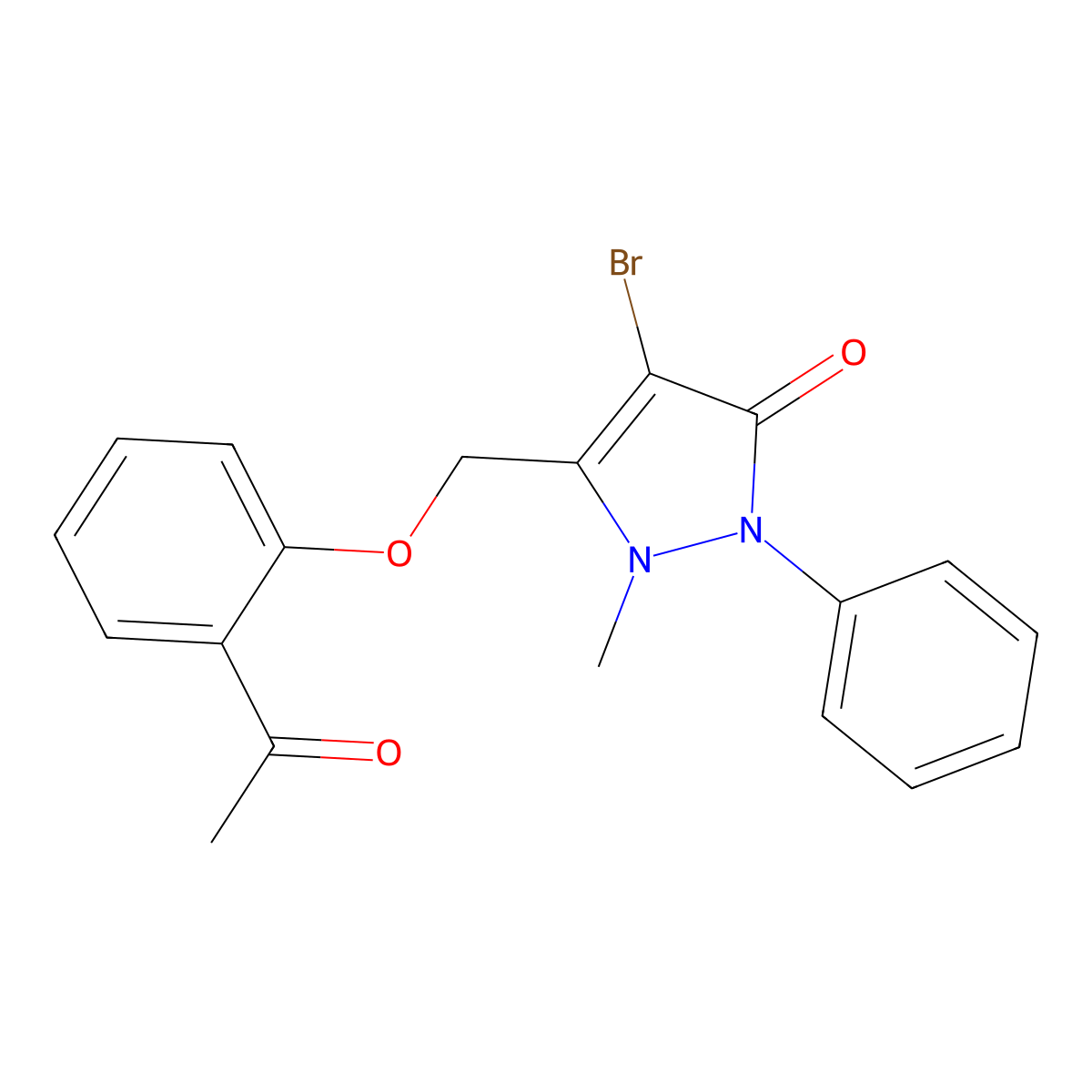 3-((2-Acetylphenoxy)methyl)-4-bromo-2-methyl-1-phenyl-3-pyrazolin-5-one molecular structure, CAS 497061-10-6