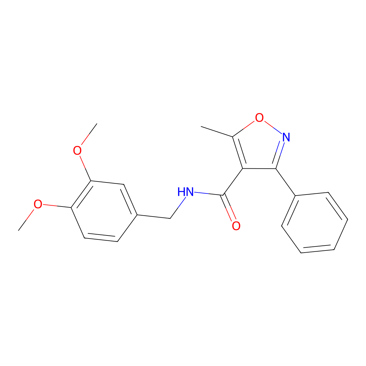 N-[(3,4-dimethoxyphenyl)methyl]-5-methyl-3-phenyl-1,2-oxazole-4-carboxamide molecular structure, CAS 497061-11-7