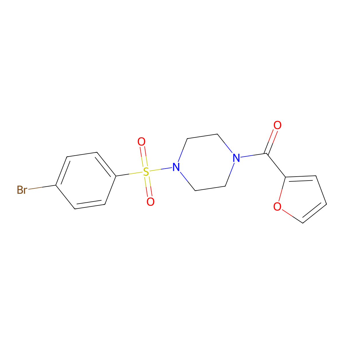 1-(4-Bromobenzenesulfonyl)-4-(furan-2-carbonyl)piperazine molecular structure, CAS 497061-17-3