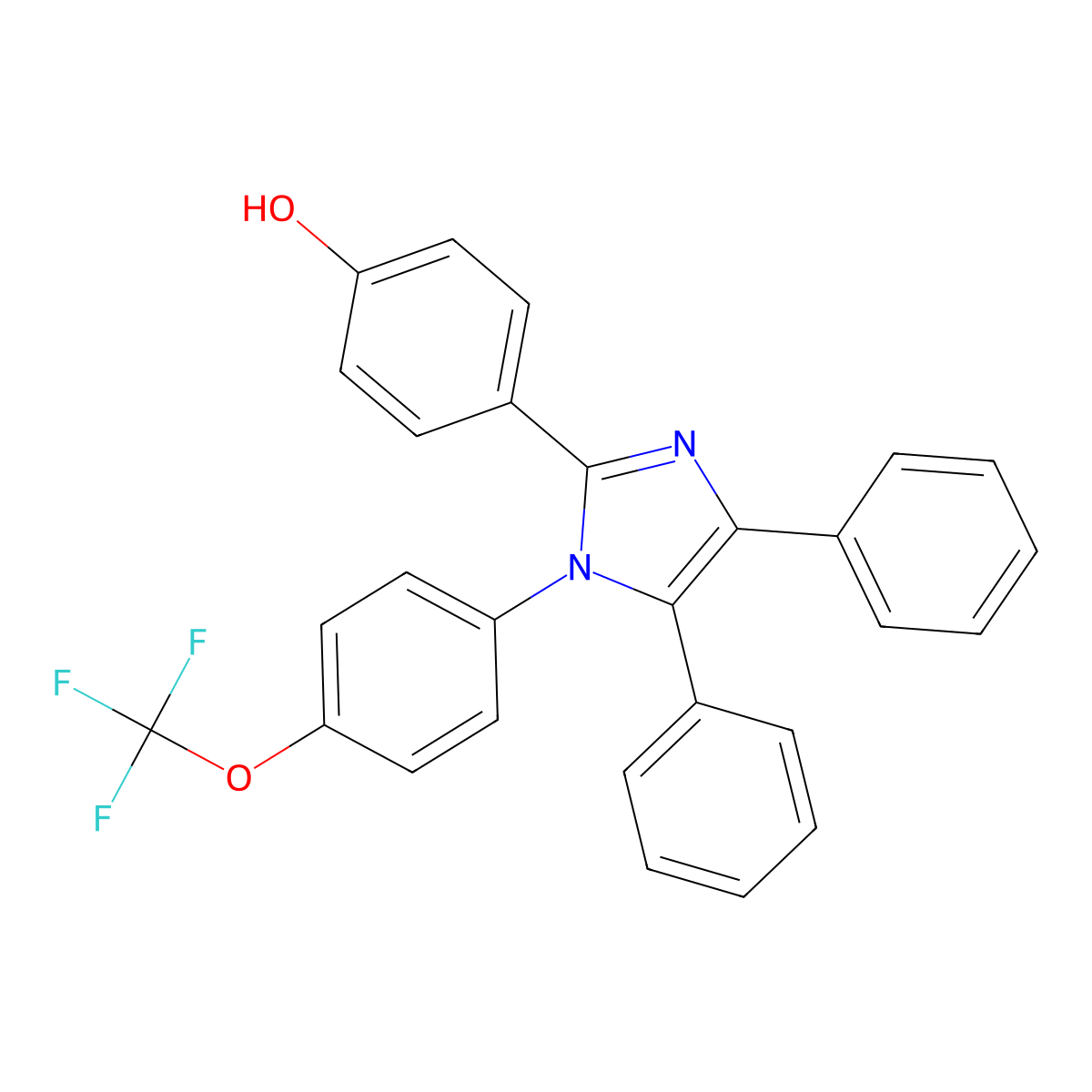 4-(4,5-Diphenyl-1-(4-(trifluoromethoxy)phenyl)imidazol-2-YL)phenol molecular structure, CAS 497061-18-4