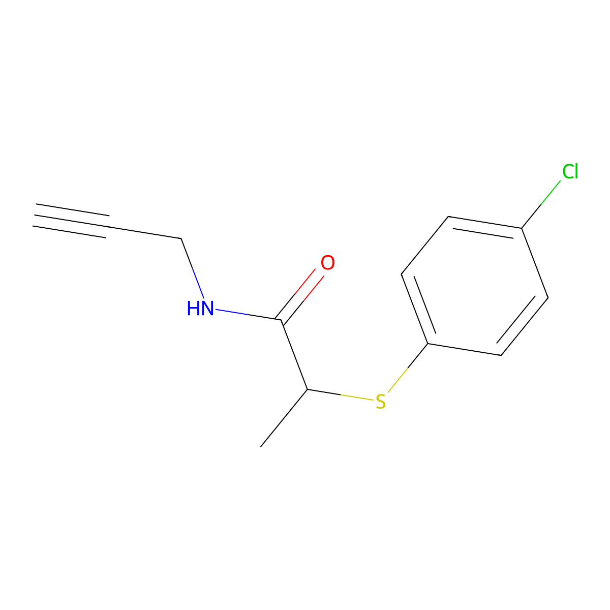 2-[(4-chlorophenyl)sulfanyl]-N-(prop-2-yn-1-yl)propanamide molecular structure, CAS 497061-21-9