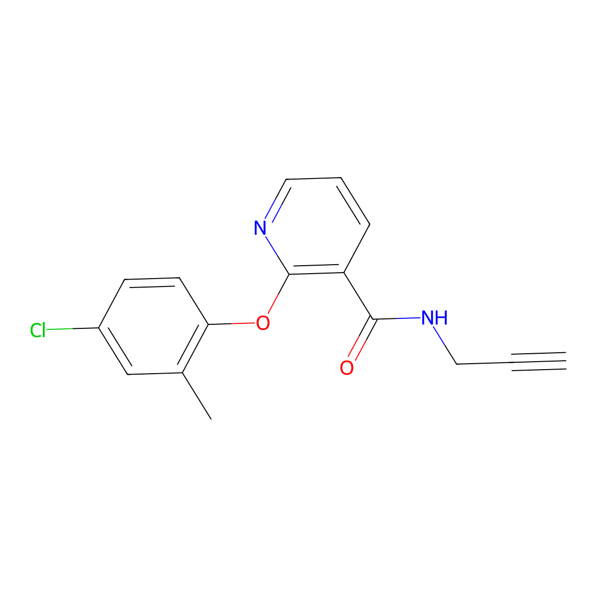 2-(4-chloro-2-methylphenoxy)-N-prop-2-ynylpyridine-3-carboxamide molecular structure, CAS 497061-25-3