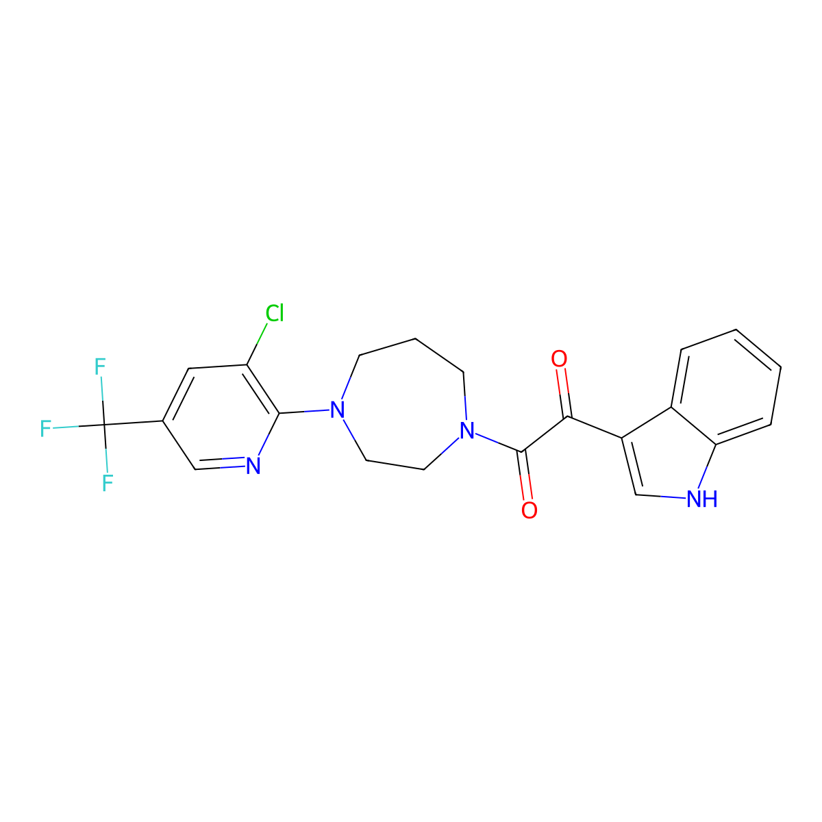 1-[4-[3-chloro-5-(trifluoromethyl)pyridin-2-yl]-1,4-diazepan-1-yl]-2-(1H-indol-3-yl)ethane-1,2-dione molecular structure, CAS 497061-32-2