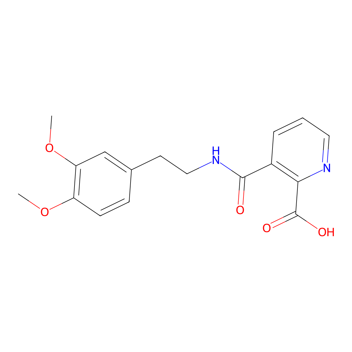 3-[2-(3,4-Dimethoxyphenyl)ethylcarbamoyl]pyridine-2-carboxylic acid molecular structure, CAS 497061-33-3