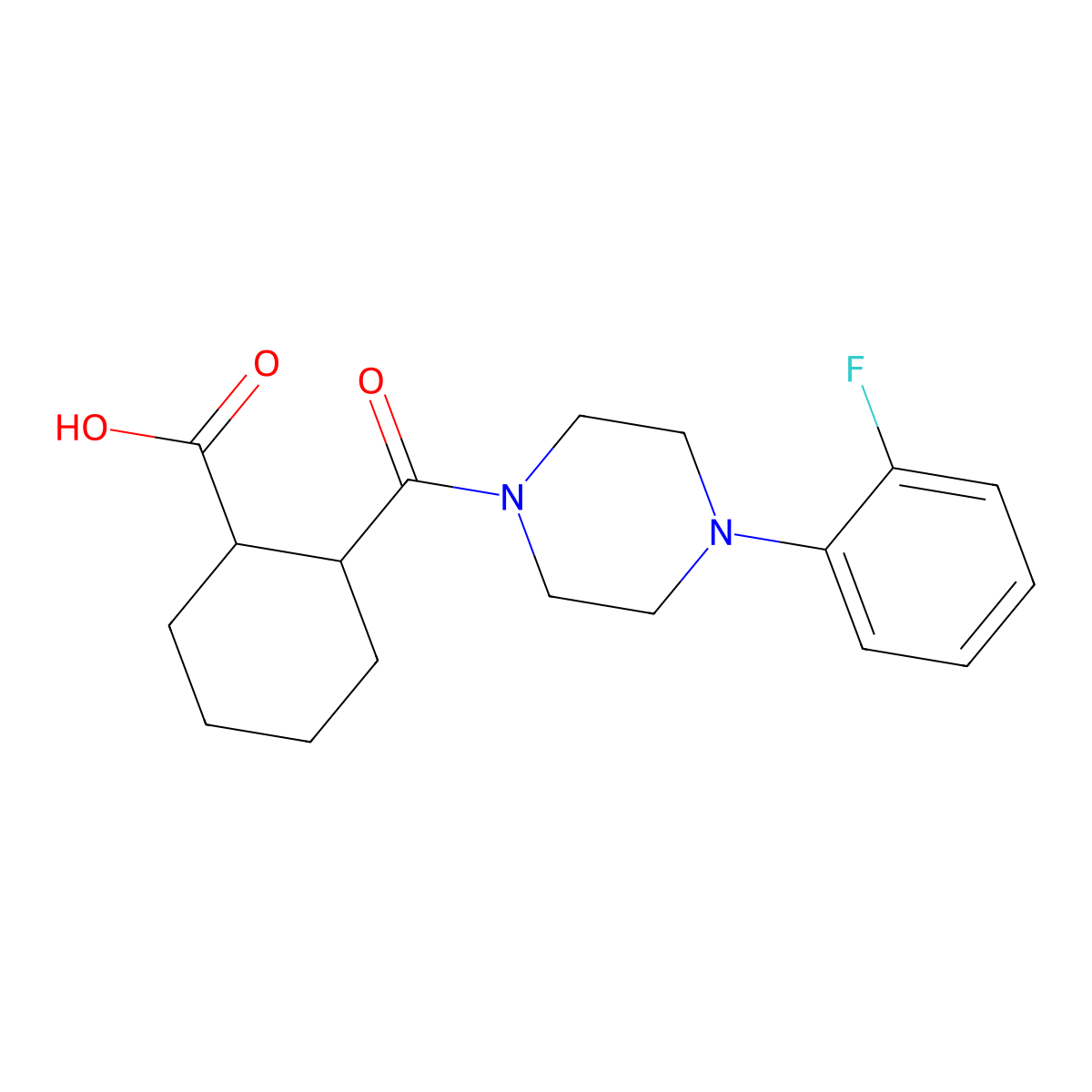 2-[4-(2-fluorophenyl)piperazine-1-carbonyl]cyclohexane-1-carboxylic Acid molecular structure, CAS 497061-34-4
