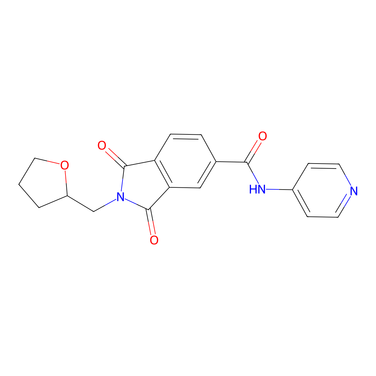 1,3-dioxo-2-[(oxolan-2-yl)methyl]-N-(pyridin-4-yl)-2,3-dihydro-1H-isoindole-5-carboxamide molecular structure, CAS 497062-81-4