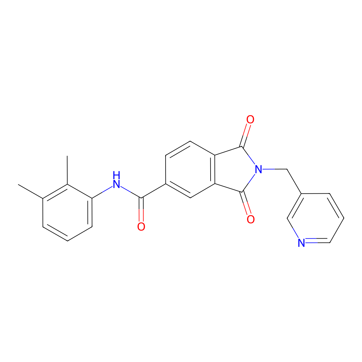 N-(2,3-dimethylphenyl)-1,3-dioxo-2-(pyridin-3-ylmethyl)isoindole-5-carboxamide molecular structure, CAS 497062-88-1