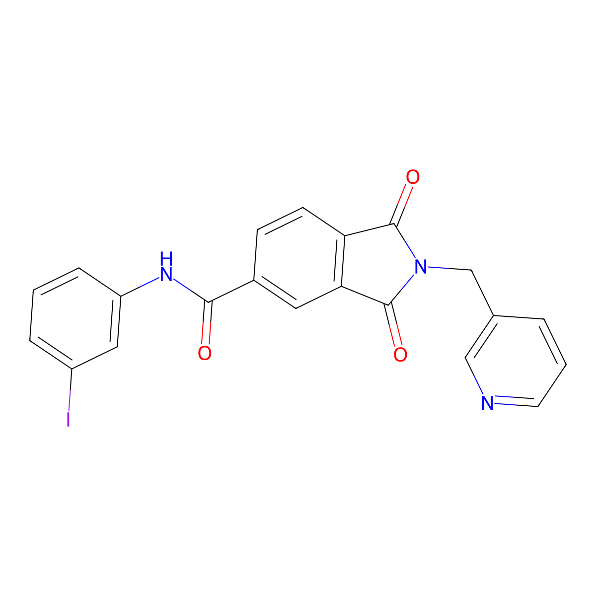 N-(3-iodophenyl)-1,3-dioxo-2-(pyridin-3-ylmethyl)isoindole-5-carboxamide molecular structure, CAS 497062-89-2
