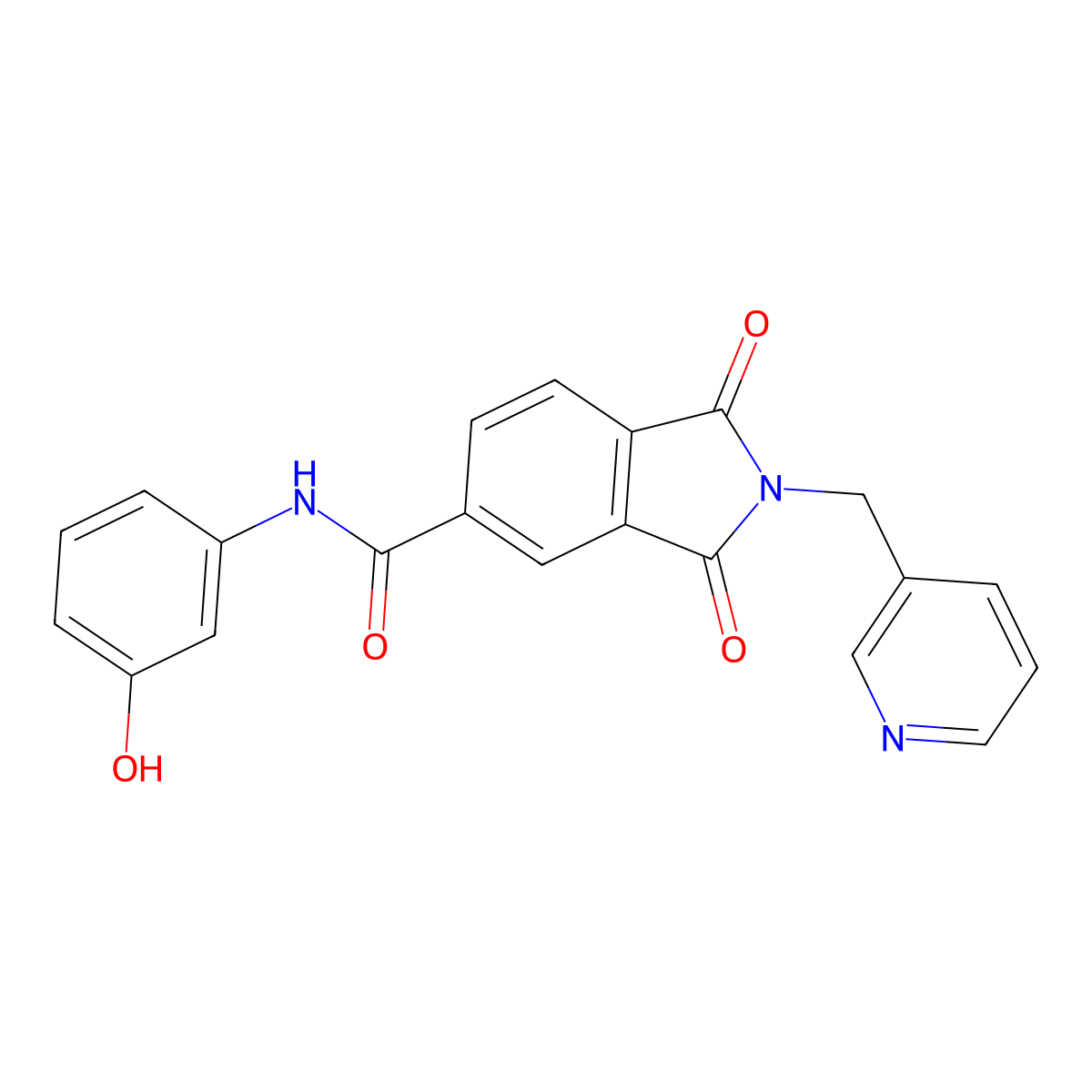 N-(3-hydroxyphenyl)-1,3-dioxo-2-(pyridin-3-ylmethyl)isoindole-5-carboxamide molecular structure, CAS 497062-90-5