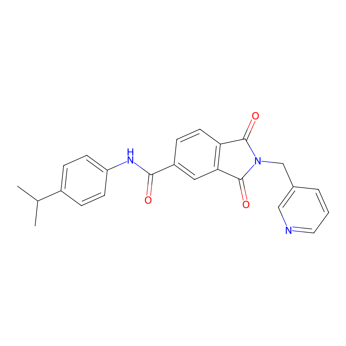 1,3-dioxo-N-(4-propan-2-ylphenyl)-2-(pyridin-3-ylmethyl)isoindole-5-carboxamide molecular structure, CAS 497062-91-6