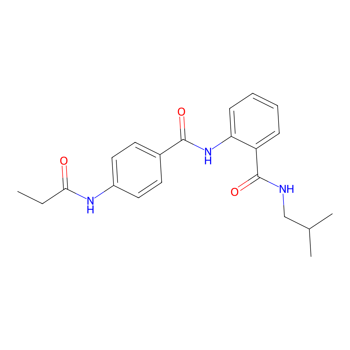 N-(2-methylpropyl)-2-[[4-(propanoylamino)benzoyl]amino]benzamide molecular structure, CAS 497062-96-1