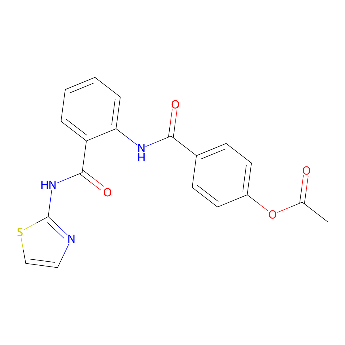 4-{[2-(1,3-Thiazol-2-ylcarbamoyl)phenyl]carbamoyl}phenyl acetate molecular structure, CAS 497062-99-4