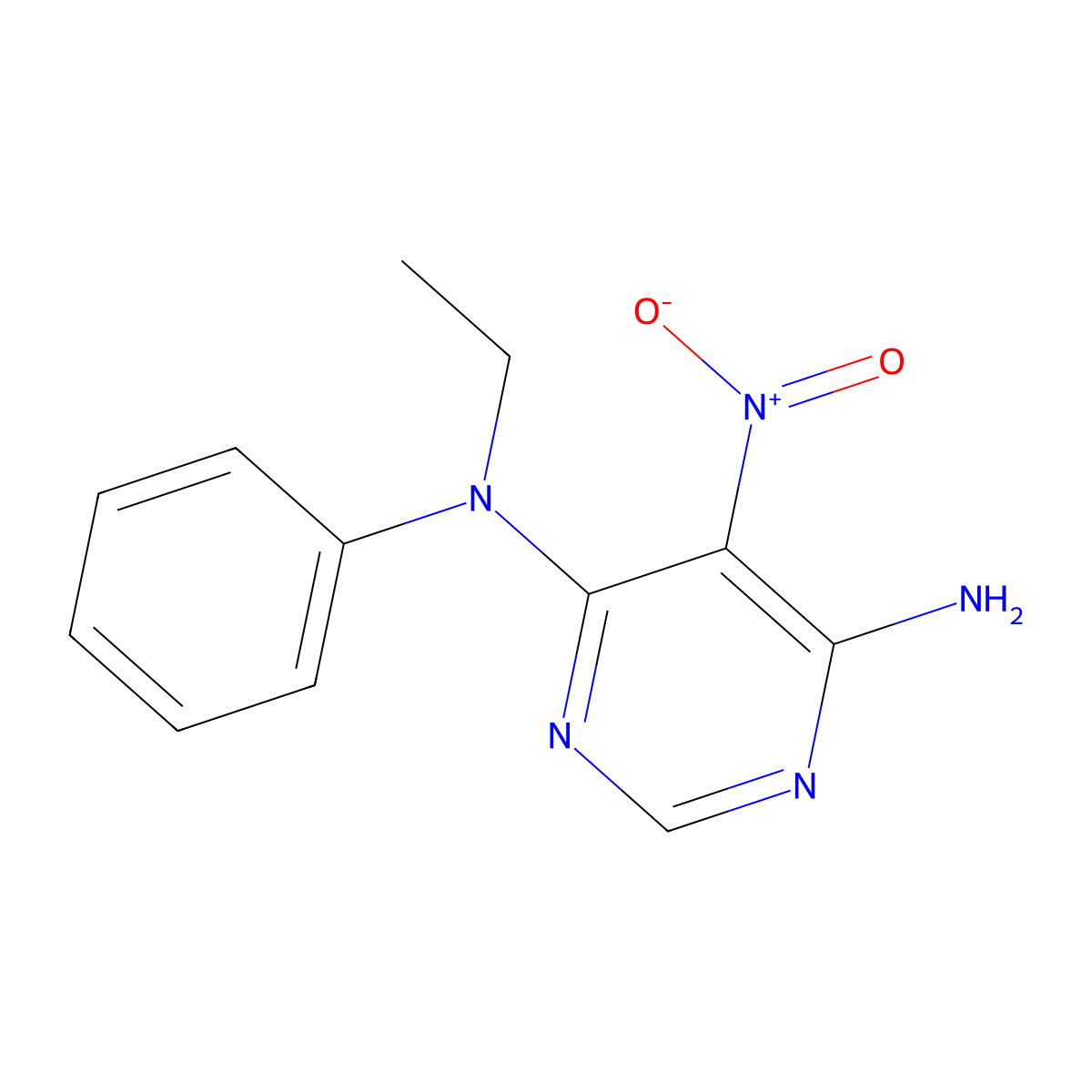 N4-ethyl-5-nitro-N4-phenylpyrimidine-4,6-diamine molecular structure, CAS 497063-41-9