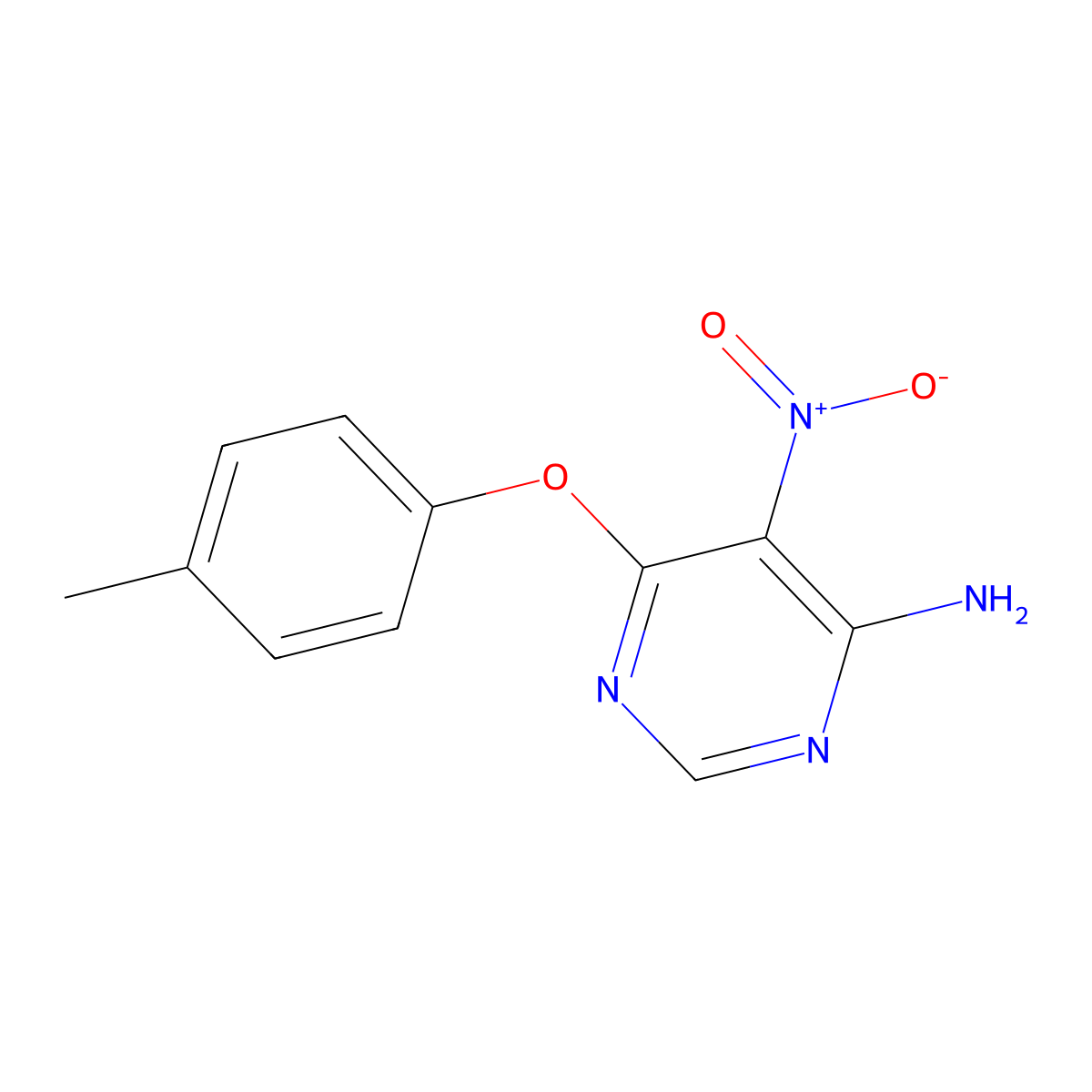 6-(4-Methylphenoxy)-5-nitropyrimidin-4-amine molecular structure, CAS 497063-46-4
