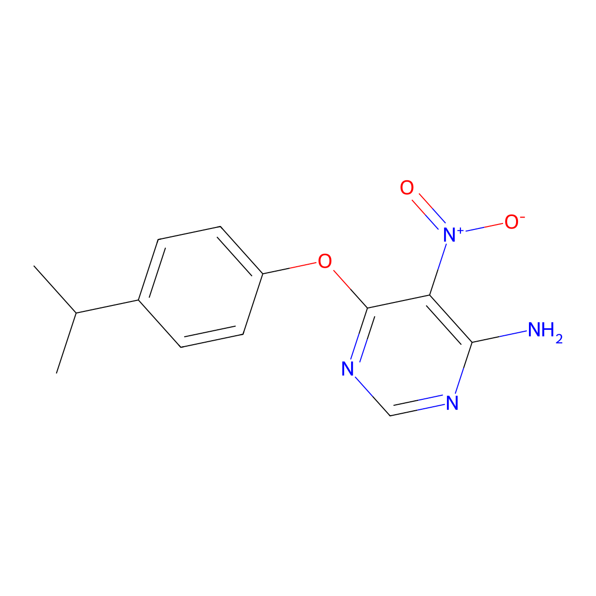 6-(4-Isopropylphenoxy)-5-nitropyrimidin-4-amine molecular structure, CAS 497063-48-6
