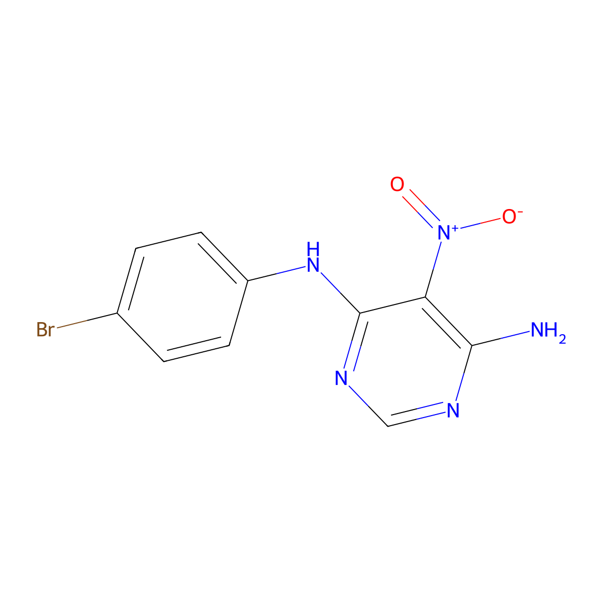 N4-(4-bromophenyl)-5-nitropyrimidine-4,6-diamine molecular structure, CAS 497063-61-3