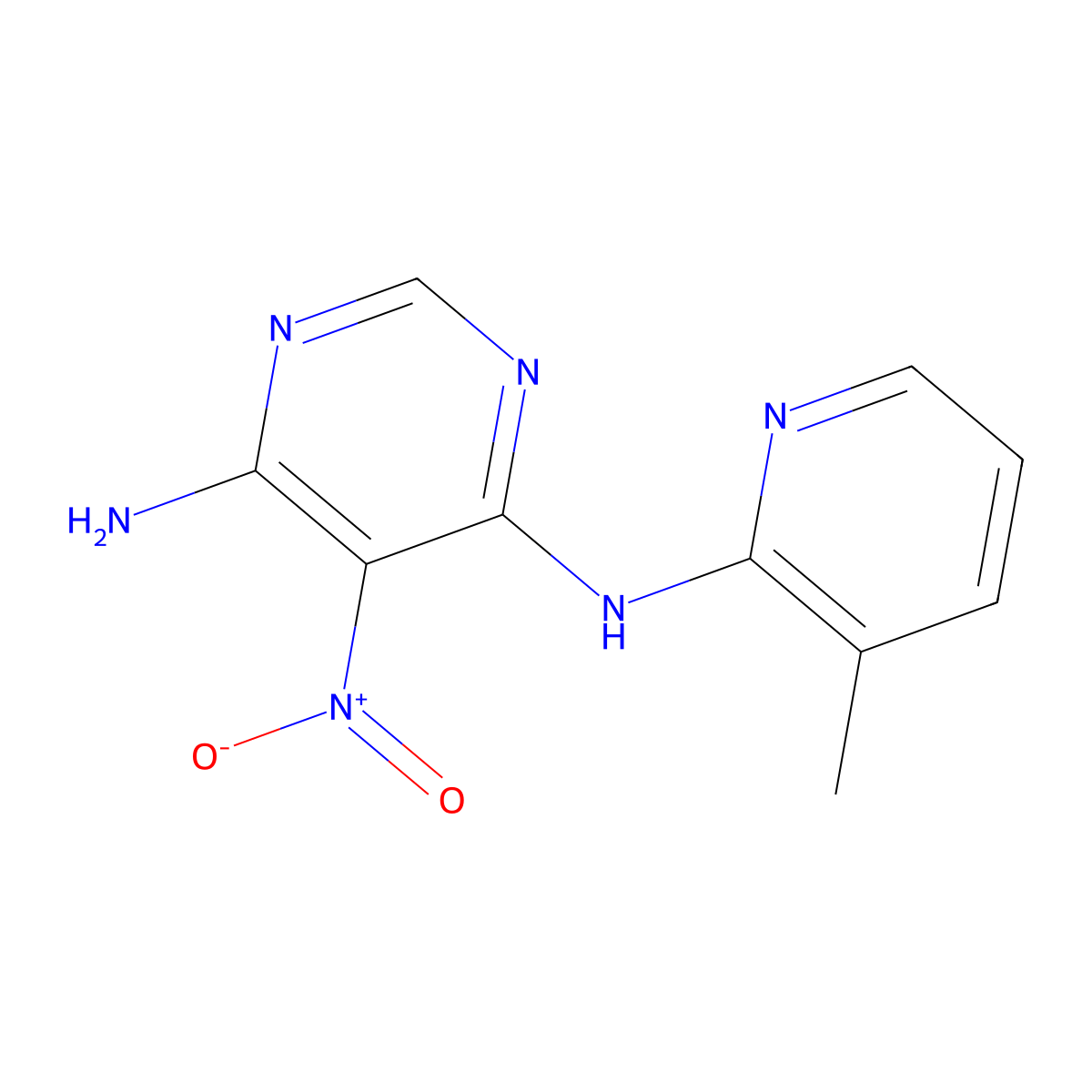 4-N-(3-methylpyridin-2-yl)-5-nitropyrimidine-4,6-diamine molecular structure, CAS 497063-62-4