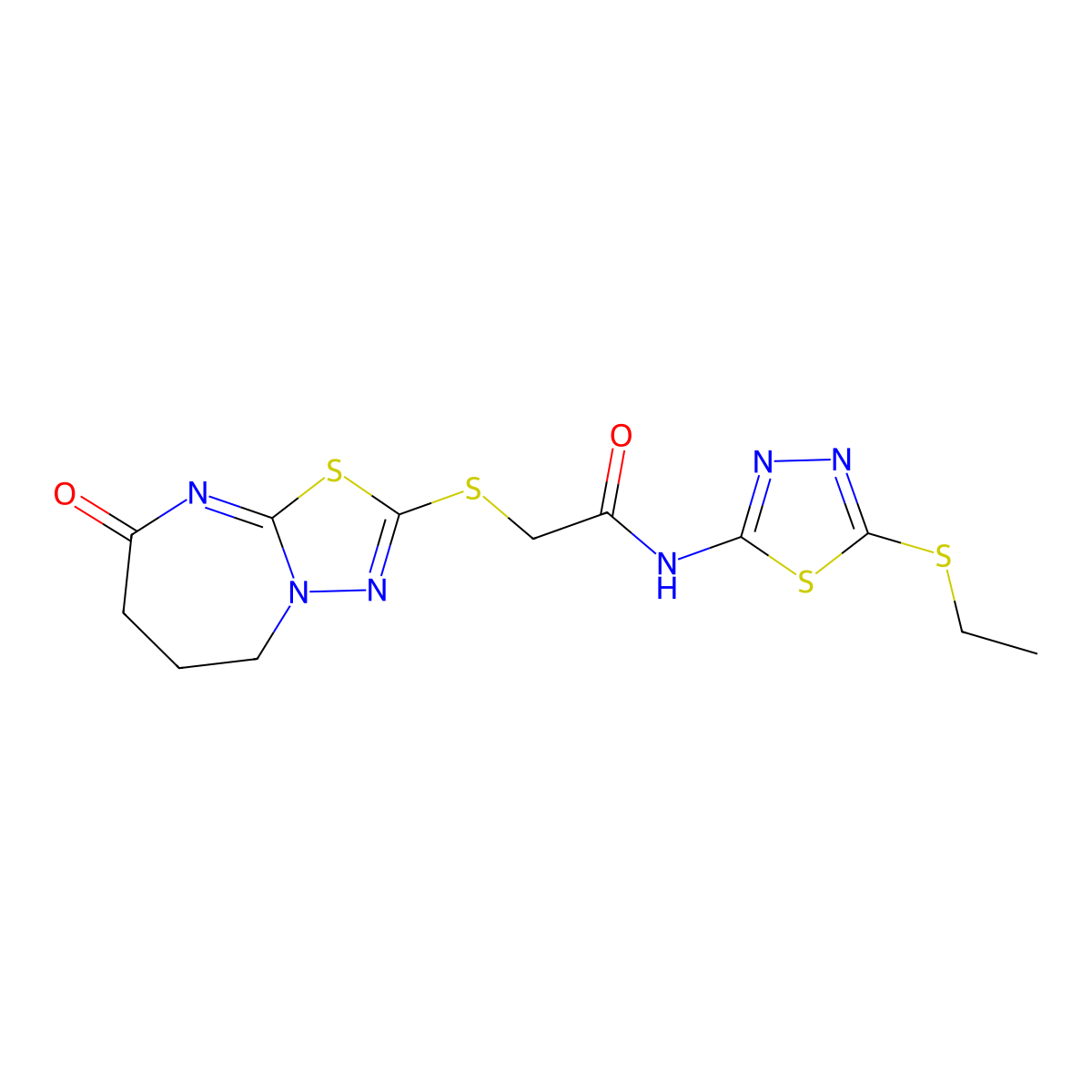 N-(5-(ethylthio)-1,3,4-thiadiazol-2-yl)-2-((8-oxo-5,6,7,8-tetrahydro-[1,3,4]thiadiazolo[3,2-a][1,3]diazepin-2-yl)thio)acetamide molecular structure, CAS 497063-77-1