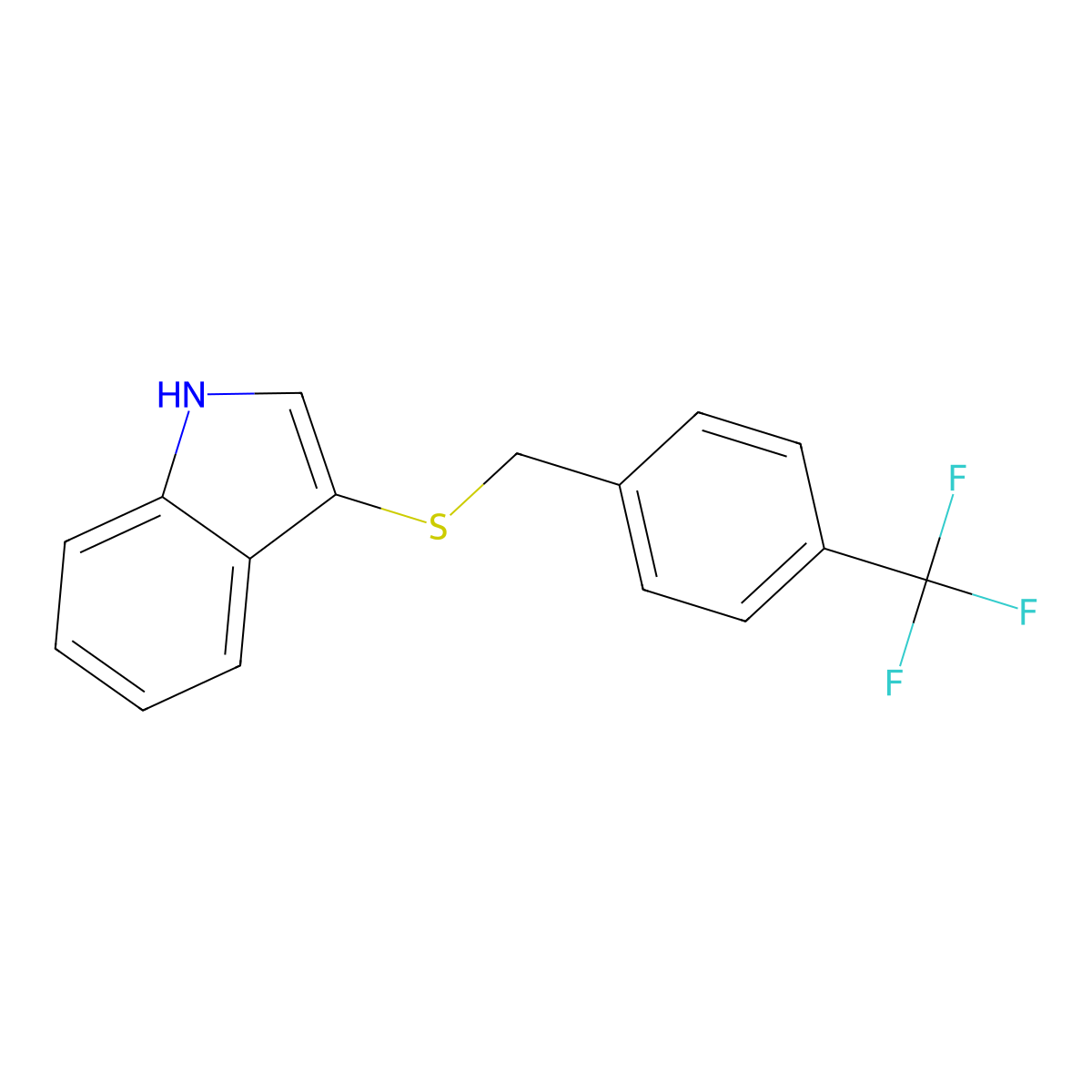 3-((4-(trifluoromethyl)benzyl)thio)-1H-indole molecular structure, CAS 497064-40-1