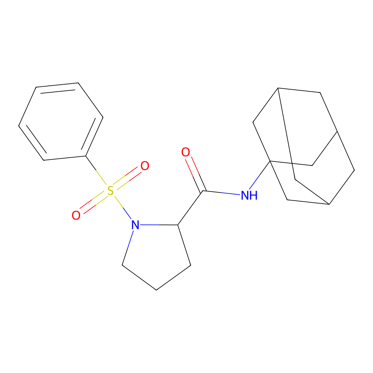 N-(1-adamantyl)-1-(benzenesulfonyl)pyrrolidine-2-carboxamide molecular structure, CAS 497065-19-7