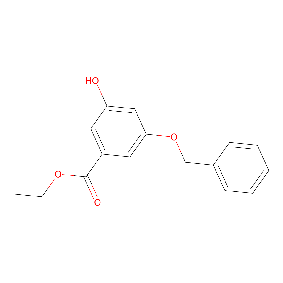 Benzoic acid, 3-hydroxy-5-(phenylmethoxy)-, ethyl ester molecular structure, CAS 497069-12-2