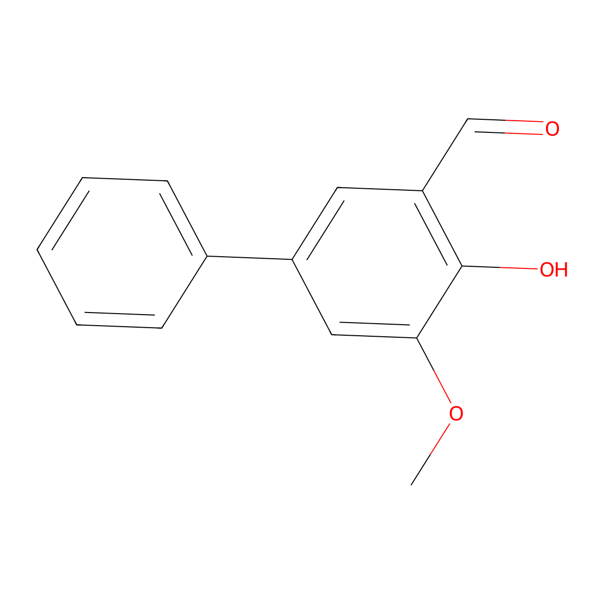 4-Hydroxy-5-methoxy-1,1'-biphenyl-3-carbaldehyde molecular structure, CAS 497069-85-9