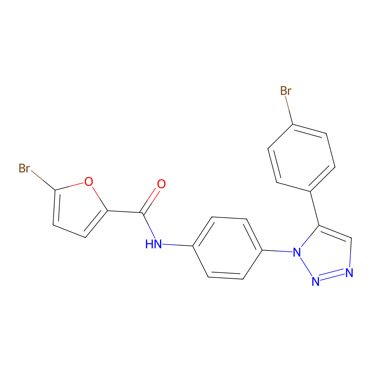 5-bromo-N-[4-[5-(4-bromophenyl)triazol-1-yl]phenyl]furan-2-carboxamide molecular structure, CAS 497071-72-4