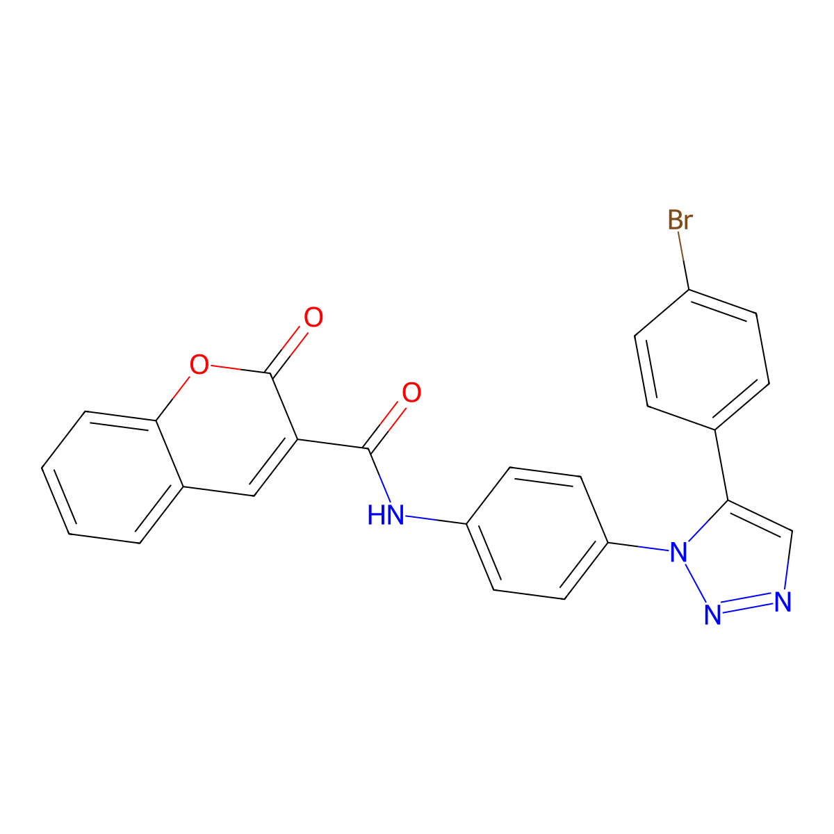 N-(4-(5-(4-bromophenyl)-1H-1,2,3-triazol-1-yl)phenyl)-2-oxo-2H-chromene-3-carboxamide molecular structure, CAS 497071-74-6