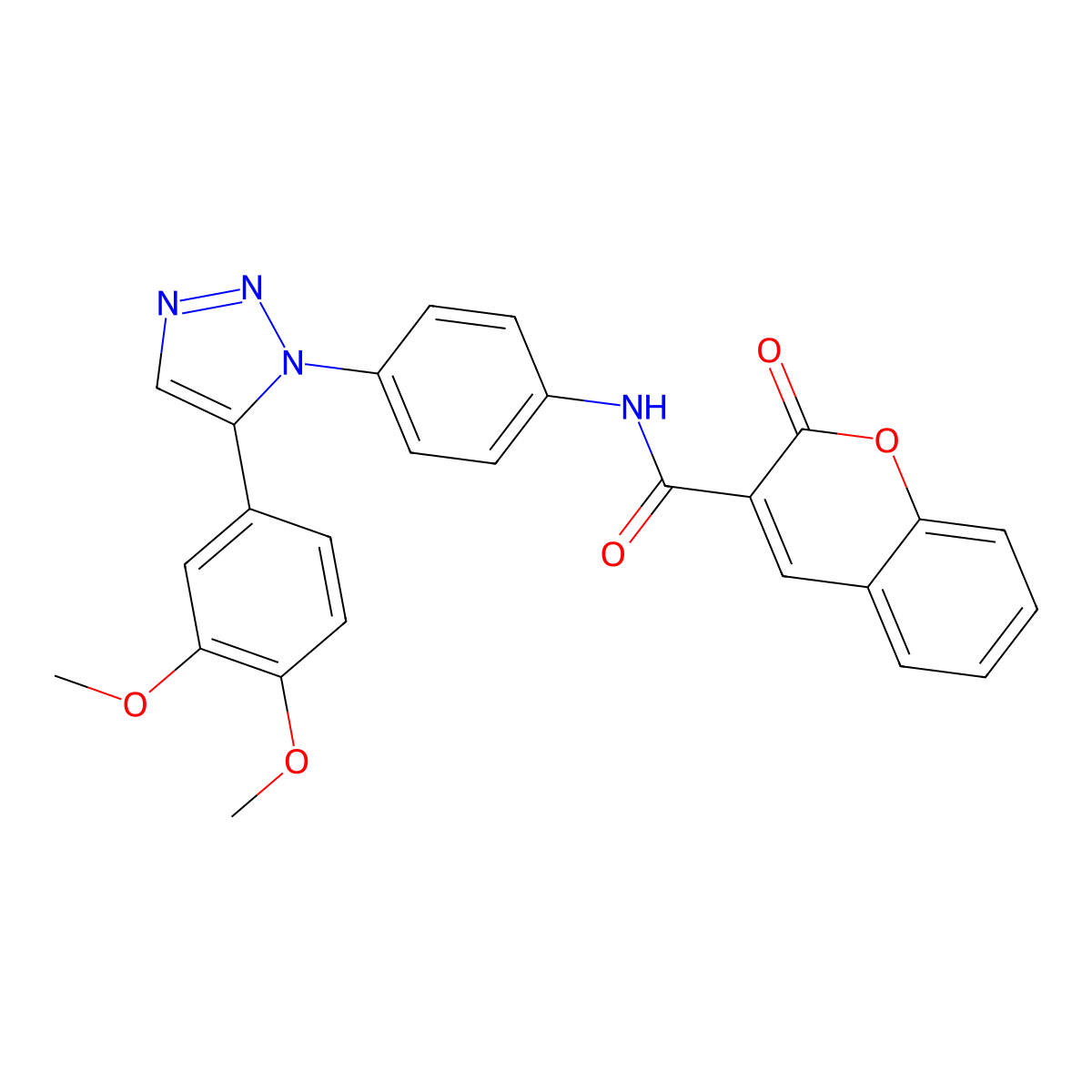 N-[4-[5-(3,4-dimethoxyphenyl)triazol-1-yl]phenyl]-2-oxochromene-3-carboxamide molecular structure, CAS 497071-94-0