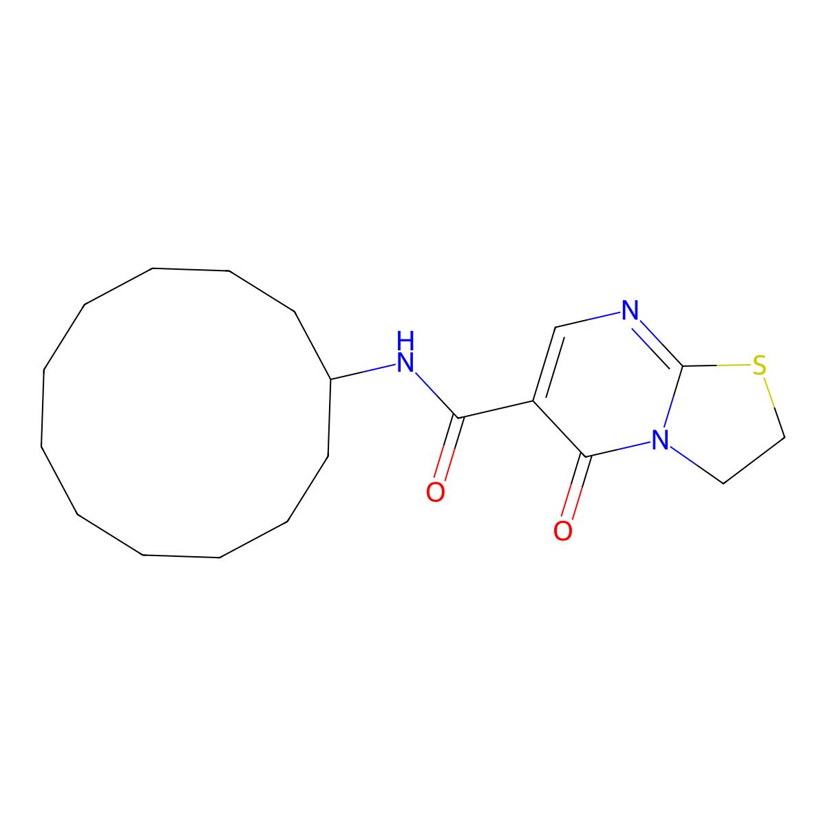 N-cyclododecyl-5-oxo-3,5-dihydro-2H-thiazolo[3,2-a]pyrimidine-6-carboxamide molecular structure, CAS 497072-29-4