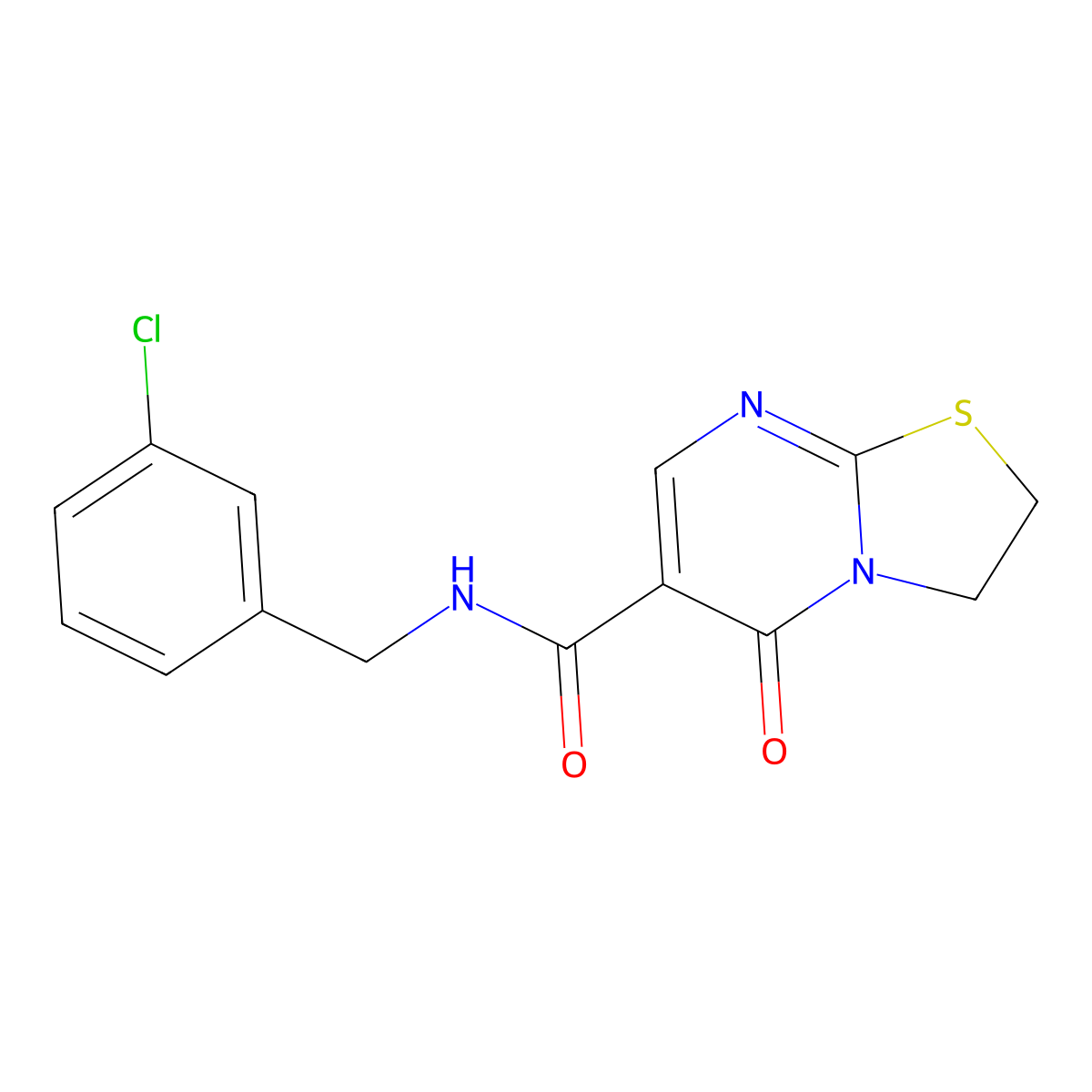 N-[(3-chlorophenyl)methyl]-5-oxo-2,3-dihydro-[1,3]thiazolo[3,2-a]pyrimidine-6-carboxamide molecular structure, CAS 497072-30-7