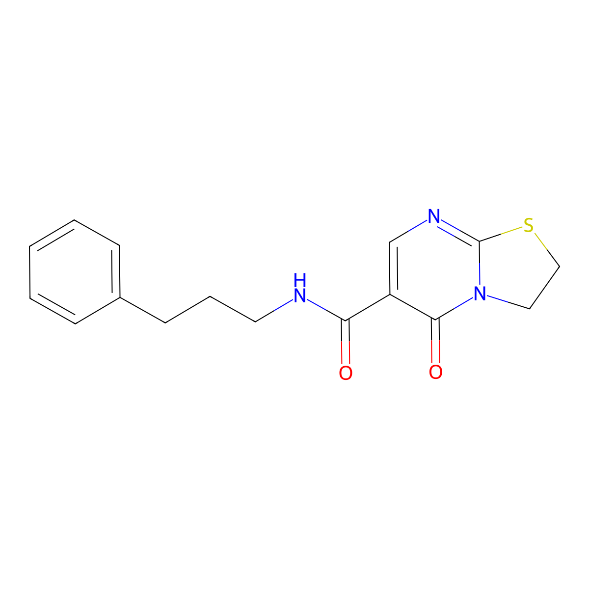5-oxo-N-(3-phenylpropyl)-3,5-dihydro-2H-thiazolo[3,2-a]pyrimidine-6-carboxamide molecular structure, CAS 497072-38-5