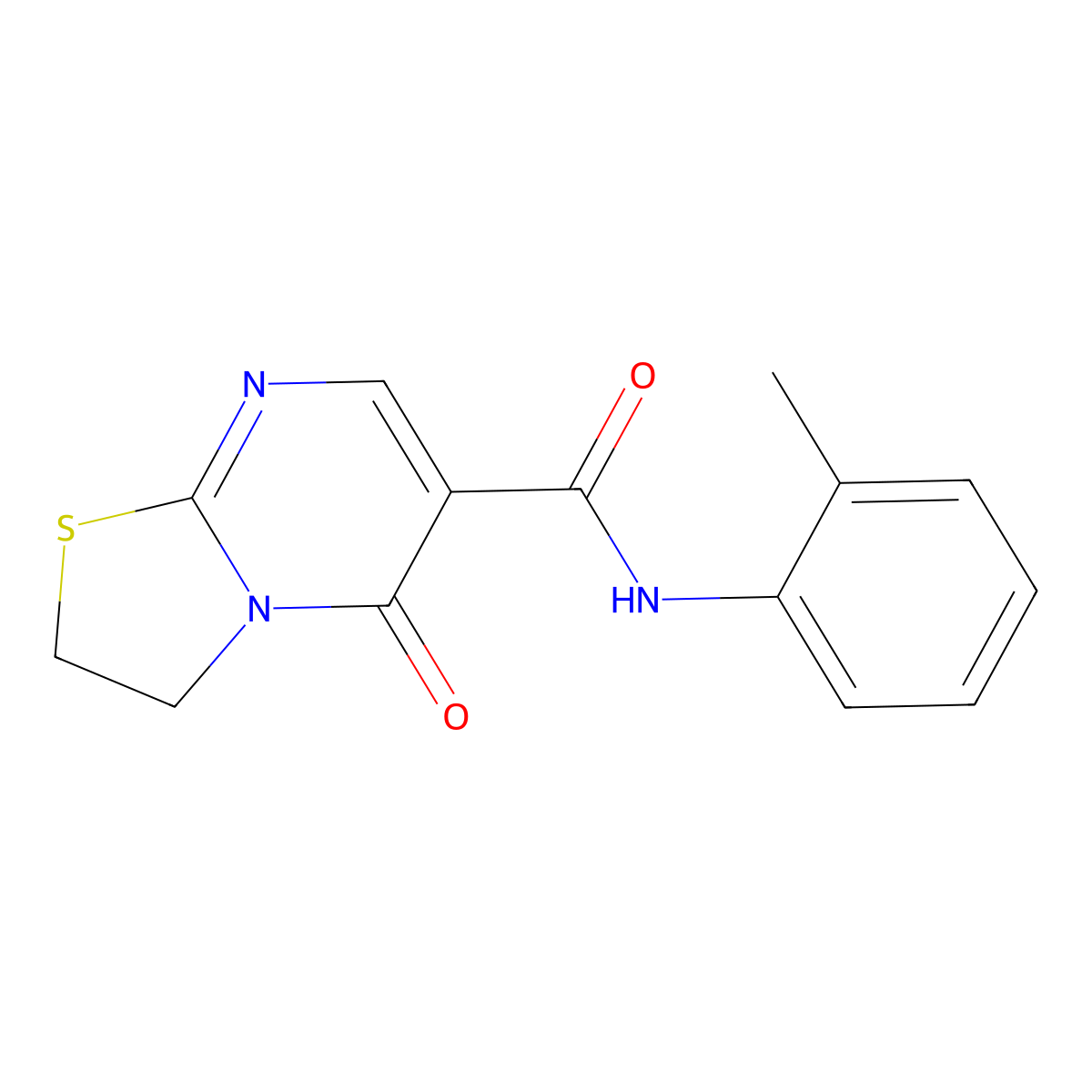 5-oxo-N-(o-tolyl)-3,5-dihydro-2H-thiazolo[3,2-a]pyrimidine-6-carboxamide molecular structure, CAS 497072-41-0