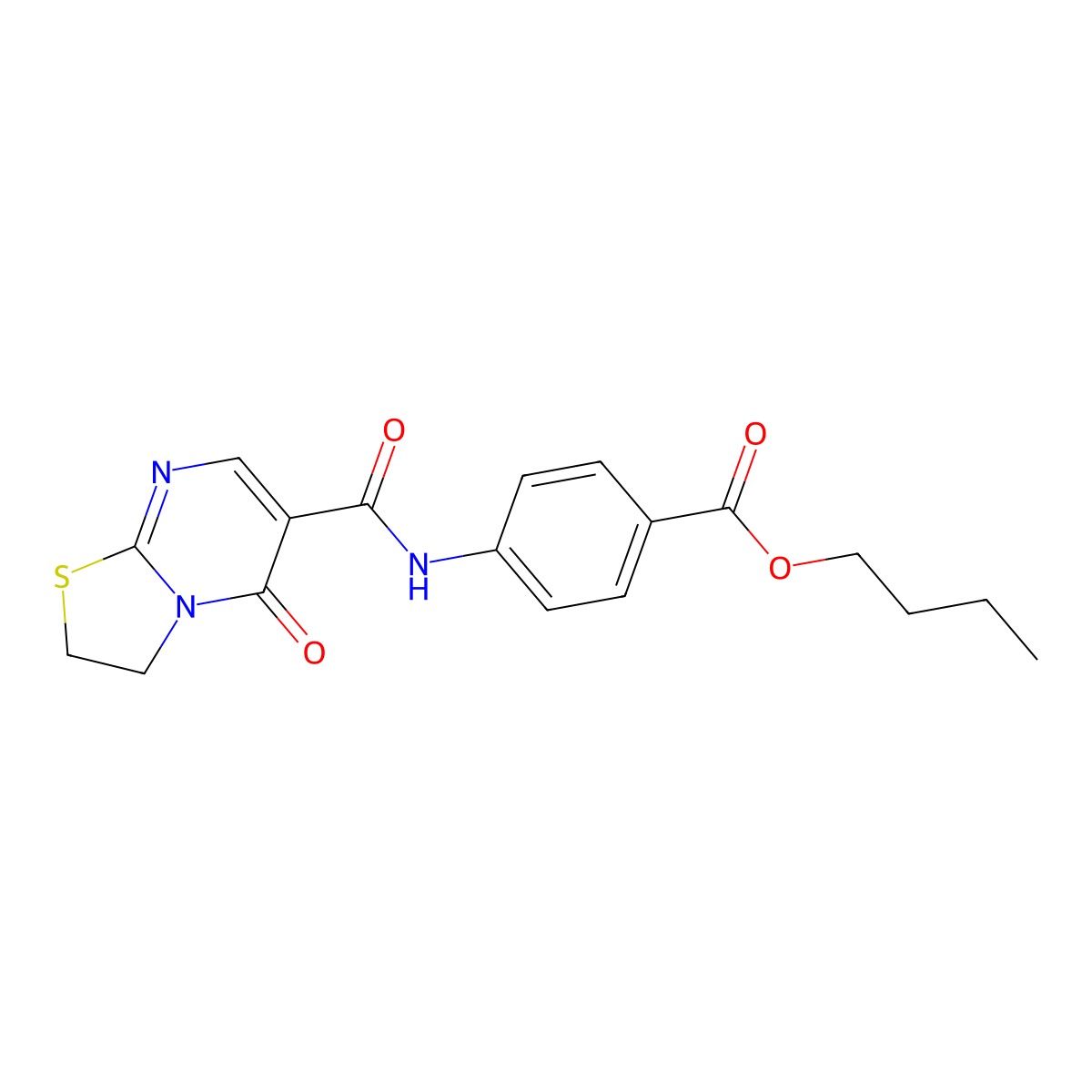 butyl 4-(5-oxo-3,5-dihydro-2H-thiazolo[3,2-a]pyrimidine-6-carboxamido)benzoate molecular structure, CAS 497072-48-7