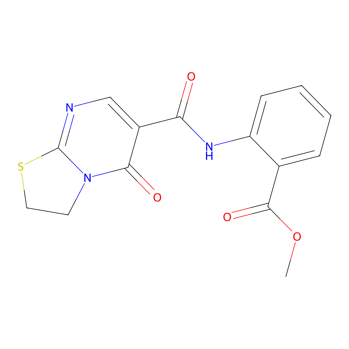 methyl 2-(5-oxo-3,5-dihydro-2H-thiazolo[3,2-a]pyrimidine-6-carboxamido)benzoate molecular structure, CAS 497072-49-8