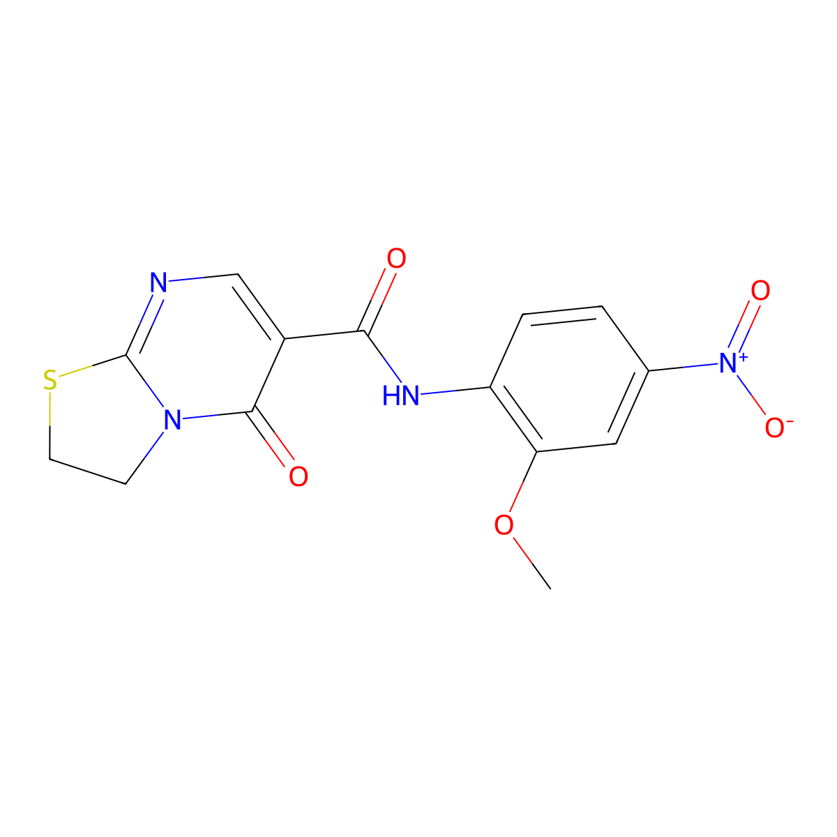 N-(2-methoxy-4-nitrophenyl)-5-oxo-3,5-dihydro-2H-thiazolo[3,2-a]pyrimidine-6-carboxamide molecular structure, CAS 497072-55-6