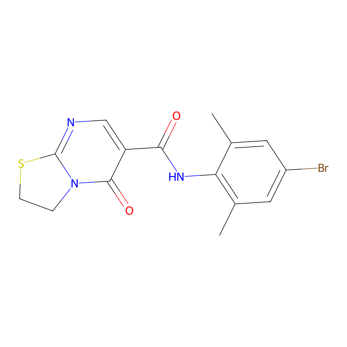 N-(4-bromo-2,6-dimethylphenyl)-5-oxo-3,5-dihydro-2H-thiazolo[3,2-a]pyrimidine-6-carboxamide molecular structure, CAS 497072-56-7