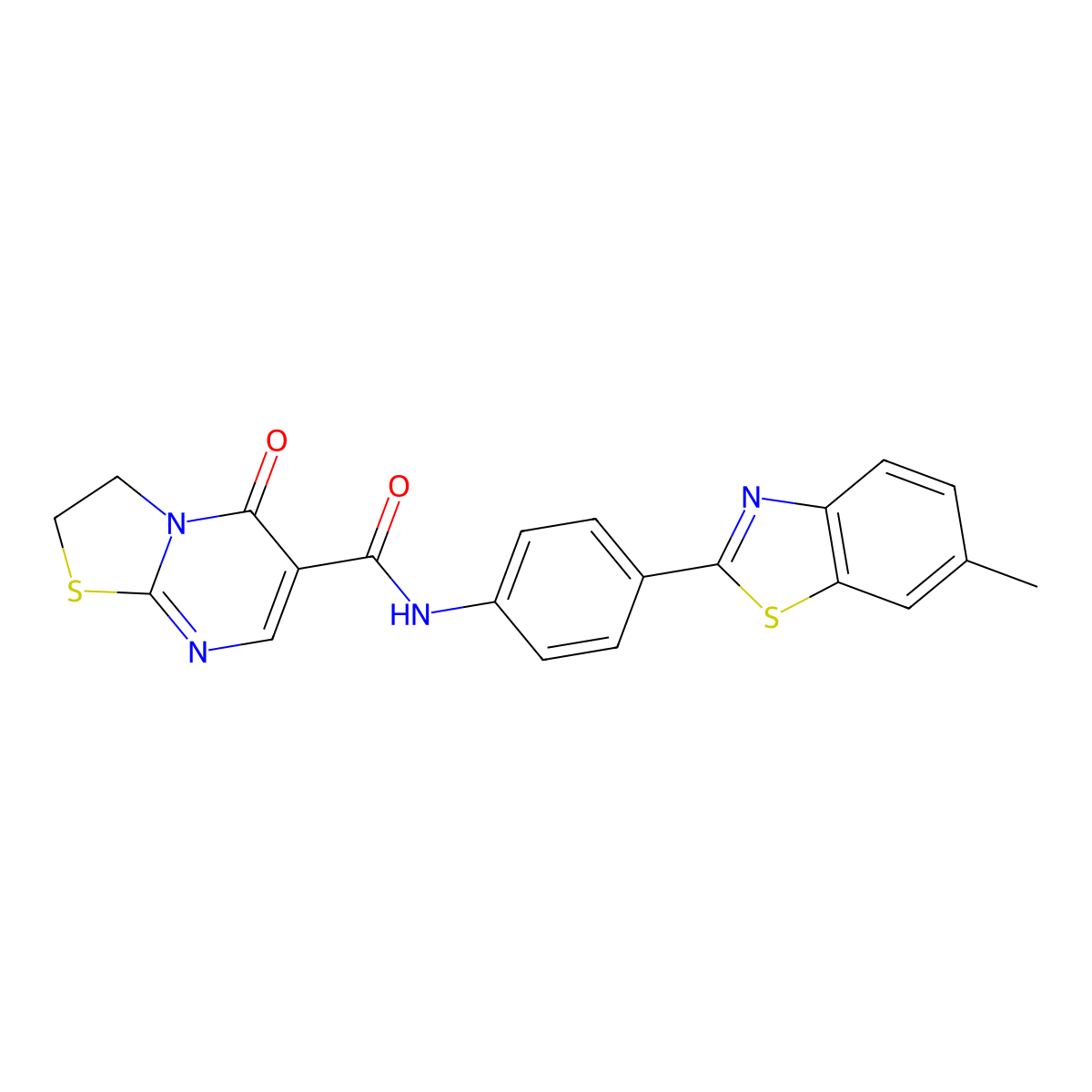 N-(4-(6-methylbenzo[d]thiazol-2-yl)phenyl)-5-oxo-3,5-dihydro-2H-thiazolo[3,2-a]pyrimidine-6-carboxamide molecular structure, CAS 497072-57-8