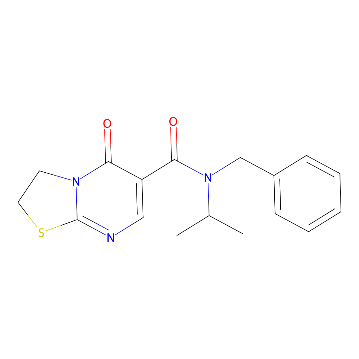 N-benzyl-N-isopropyl-5-oxo-3,5-dihydro-2H-thiazolo[3,2-a]pyrimidine-6-carboxamide molecular structure, CAS 497072-62-5