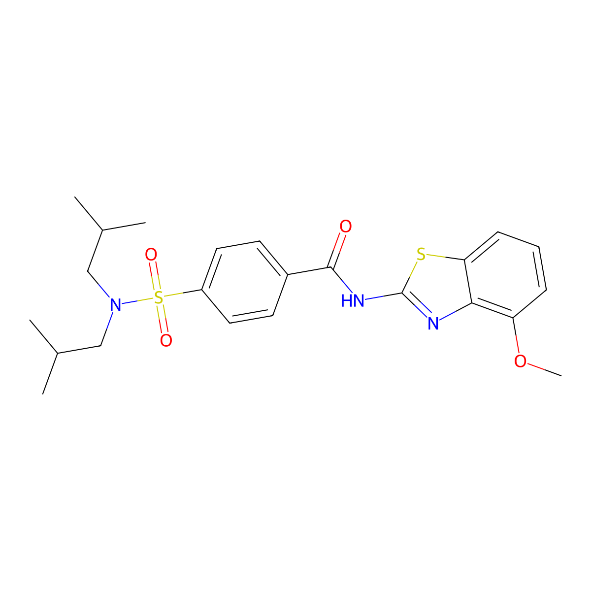 4-[bis(2-methylpropyl)sulfamoyl]-N-(4-methoxy-1,3-benzothiazol-2-yl)benzamide molecular structure, CAS 497073-53-7