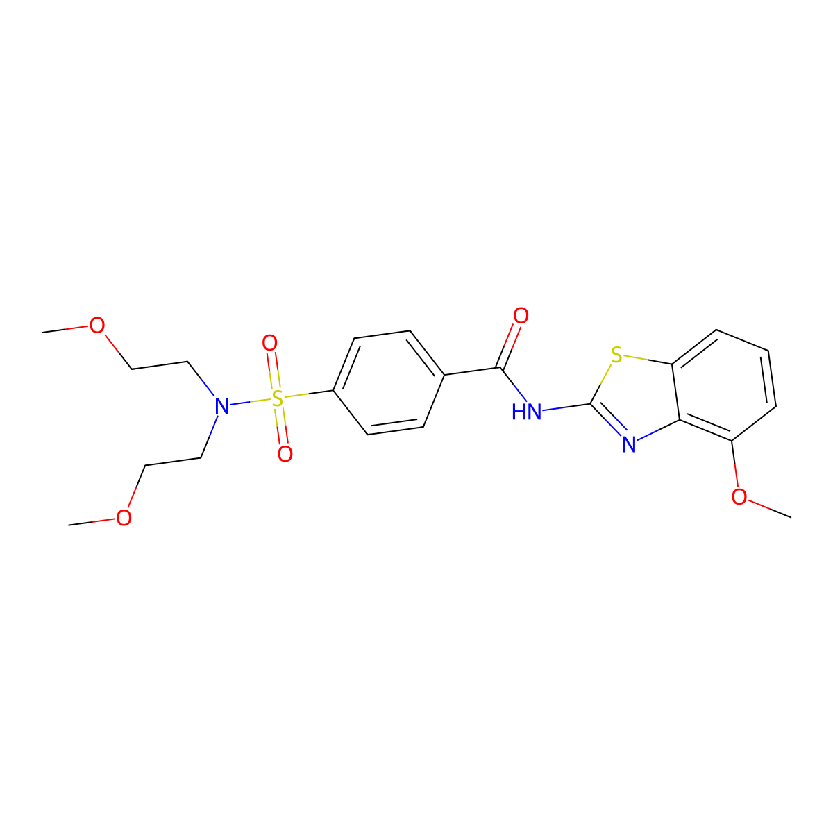4-[bis(2-methoxyethyl)sulfamoyl]-N-(4-methoxy-1,3-benzothiazol-2-yl)benzamide molecular structure, CAS 497073-57-1