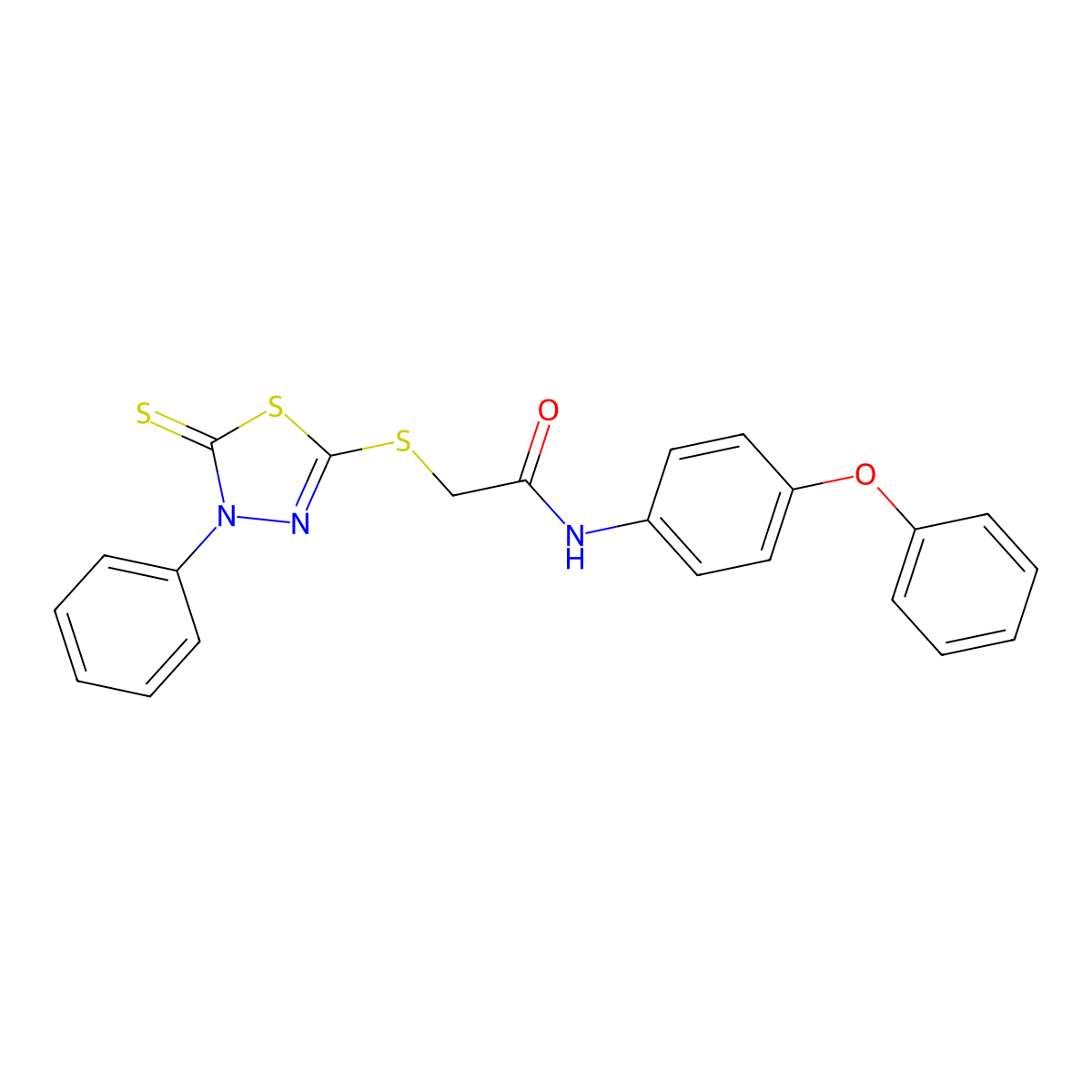 N-(4-phenoxyphenyl)-2-[(4-phenyl-5-thioxo-4,5-dihydro-1,3,4-thiadiazol-2-yl)sulfanyl]acetamide molecular structure, CAS 497075-76-0