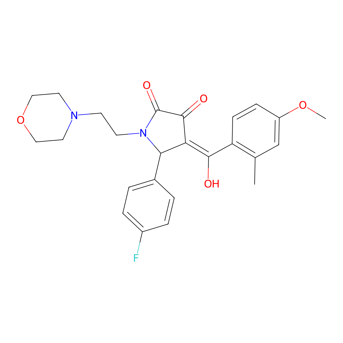 5-(4-fluorophenyl)-3-hydroxy-4-(4-methoxy-2-methylbenzoyl)-1-[2-(morpholin-4-yl)ethyl]-2,5-dihydro-1H-pyrrol-2-one molecular structure, CAS 497076-51-4