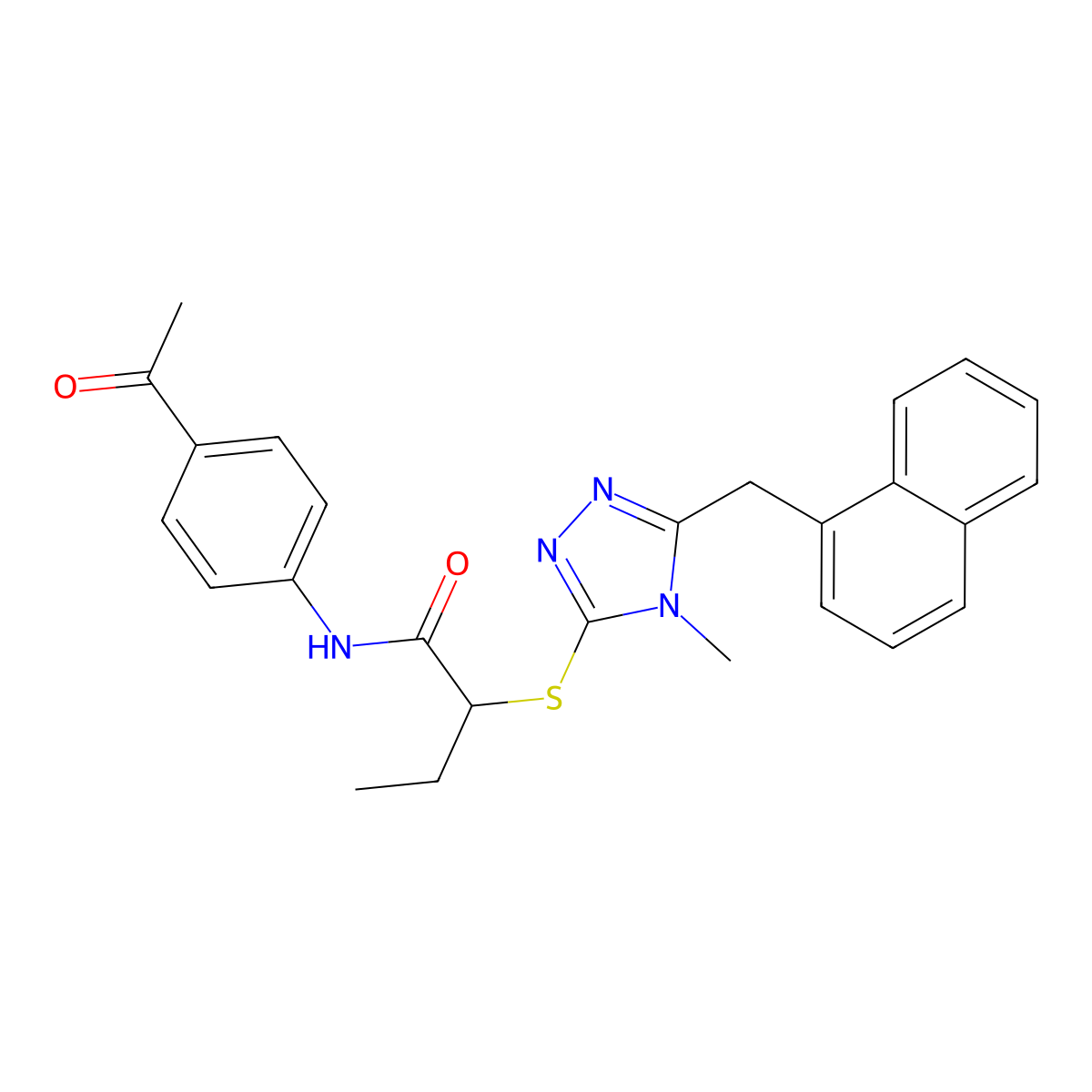 N-(4-acetylphenyl)-2-[[4-methyl-5-(naphthalen-1-ylmethyl)-1,2,4-triazol-3-yl]sulfanyl]butanamide molecular structure, CAS 497076-73-0