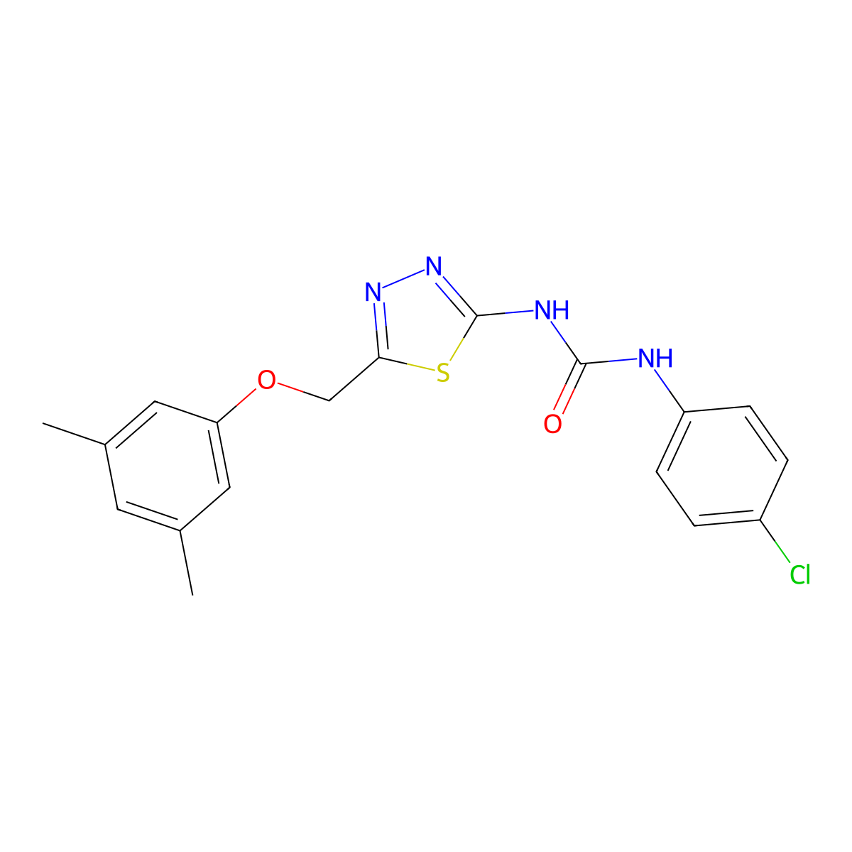 1-(4-Chlorophenyl)-3-[5-[(3,5-dimethylphenoxy)methyl]-1,3,4-thiadiazol-2-yl]urea molecular structure, CAS 497076-76-3